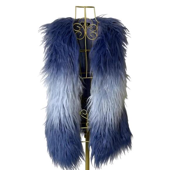 Rue 21 Blue Furry Vest Woman S/M - Picture 1 of 5